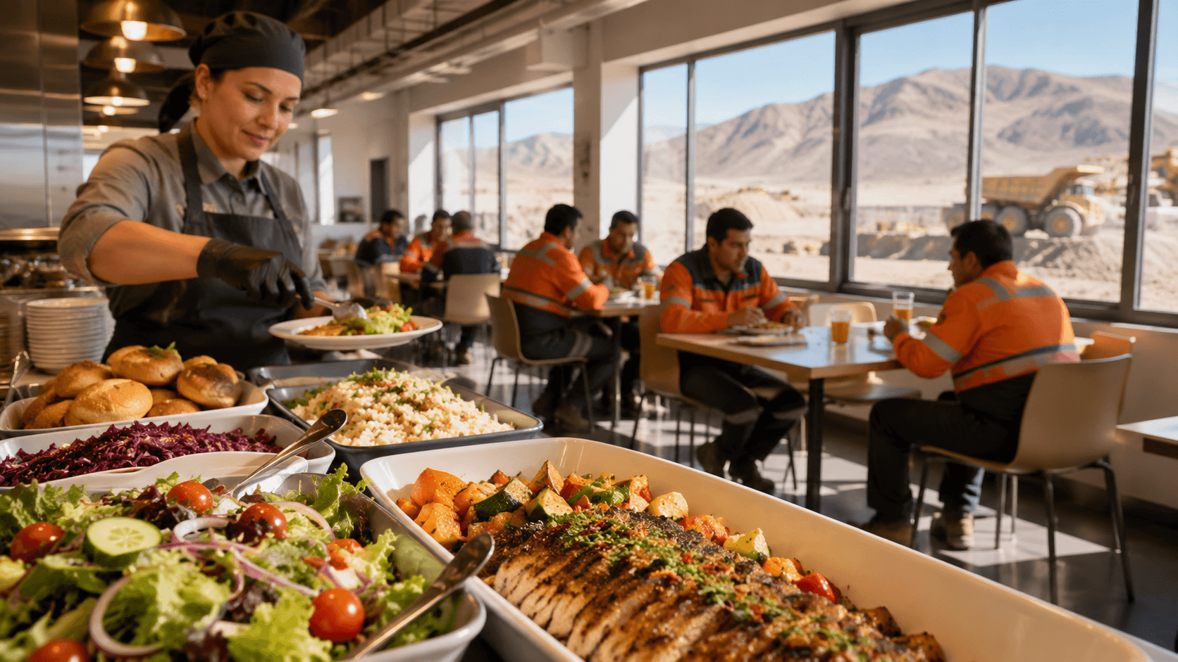 Almuerzo preparado por HFOOD para turno día en faena